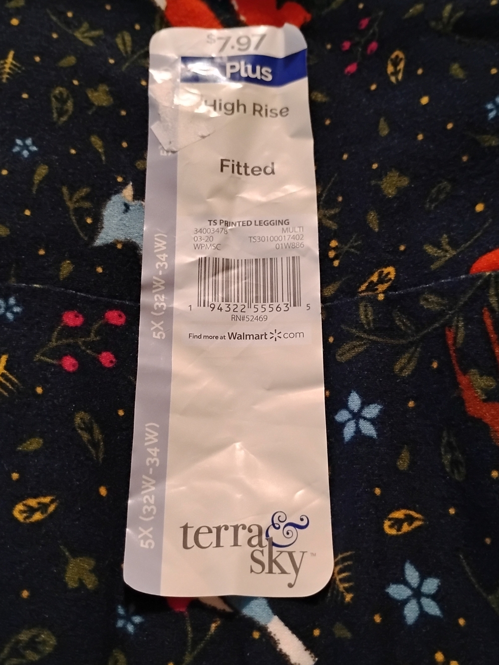 Terra & Sky Navy Leggings with Woodland Animals Print - Picture 2 of 5